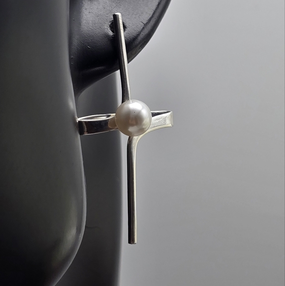 ❤️ MODERN PEARLY STERLING SILVER EARRINGS - Picture 6 of 10